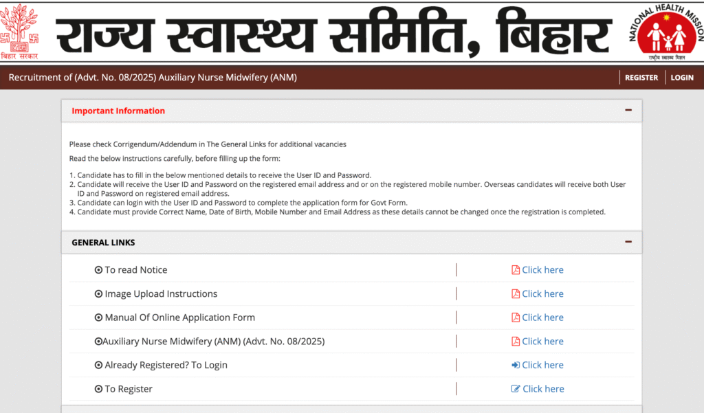 How to Apply for Bihar ANM Vacancy 2025