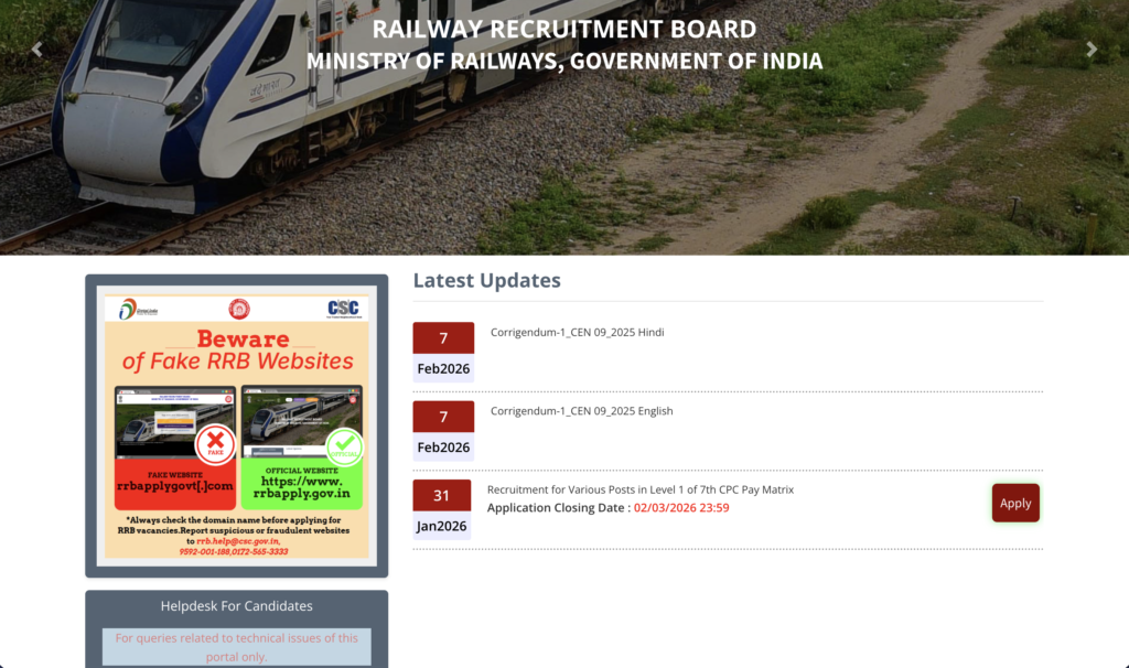 Railway RRB Group D Recruitment 2026